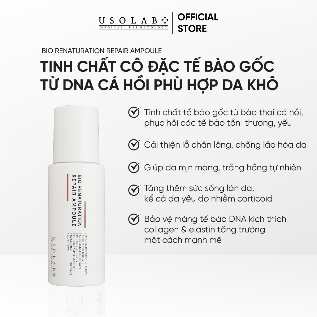 Tinh chất tế bào gốc trắng da, mờ nám, chống lão hóa USOLAB - Bio Renaturation Repair Ampoule 50ml