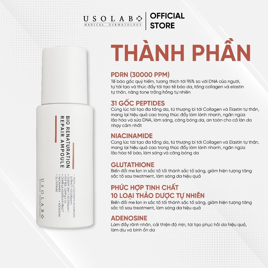 Tinh chất tế bào gốc trắng da, mờ nám, chống lão hóa USOLAB - Bio Renaturation Repair Ampoule 50ml