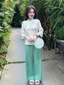 Set đồ lam, set pháp phục áo tay lở thêu xịn chất Phi Tuyết nút bọc kèm quần dài 3 màu