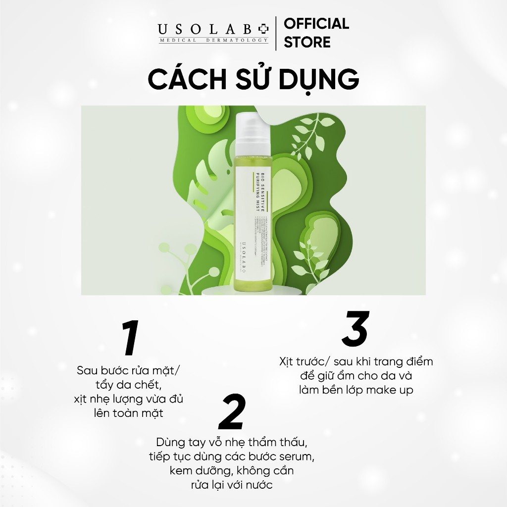 Xịt khoáng da dầu mụn USOLAB - Purifying Mist 150ml Giúp phục hồi da, thu nhỏ lỗ chân lông và chống lão hóa