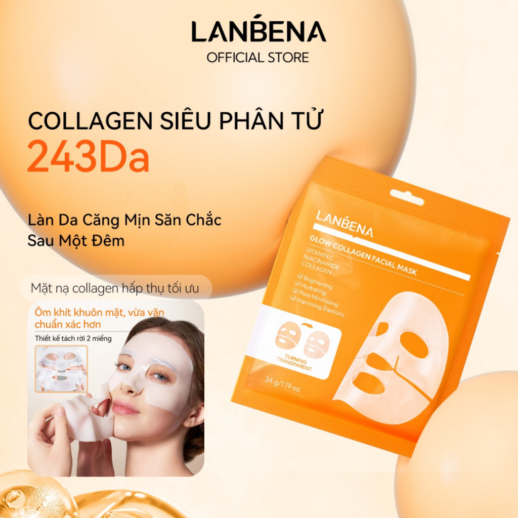 LANBENA Mặt Nạ (34g) -Chống Lão Hoá Giảm Nhăn Làm Dịu Trẻ Hoá Da Vitamin C Skincare