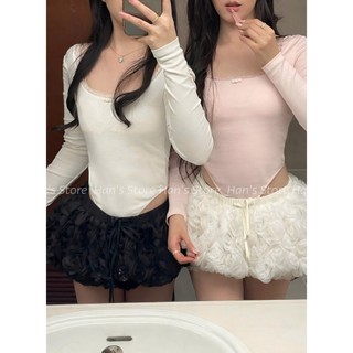 [HAN’S STORE] SET VÁY BALLETCORE BODYSUIT TAY DÀI PHỐI CHÂN VÁY HOA NỔI – SET TIỂU THƯ DỄ THƯƠNG (ẢNH THẬT)