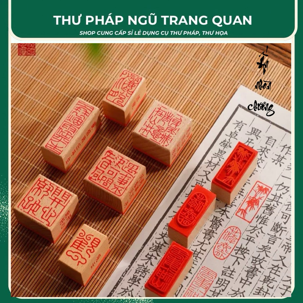 Ấn Triện Thư Pháp Gỗ Tự Nhiên – Đóng Dấu Nét Đẹp, Rõ Nét, Dễ Sử Dụng