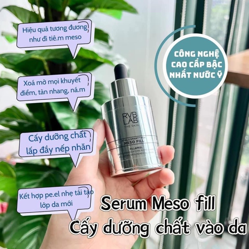 Combo M.e.s.o Fill RVB LAB Italy: Bộ Đôi Làm Mới Bề Mặt & Căng Bóng Da Chuyên Sâu (Tinh Chất 30ml & Kem Dưỡng 50ml)
