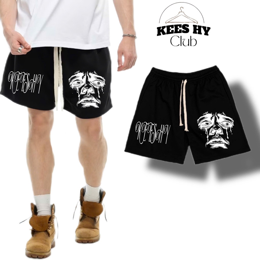 Quần Short Nỉ Bigsize In Chữ Keeshy Họa Tiết Mặt Người Form Trên Gối Chất Nỉ Dày Dặn Chuẩn Hàng