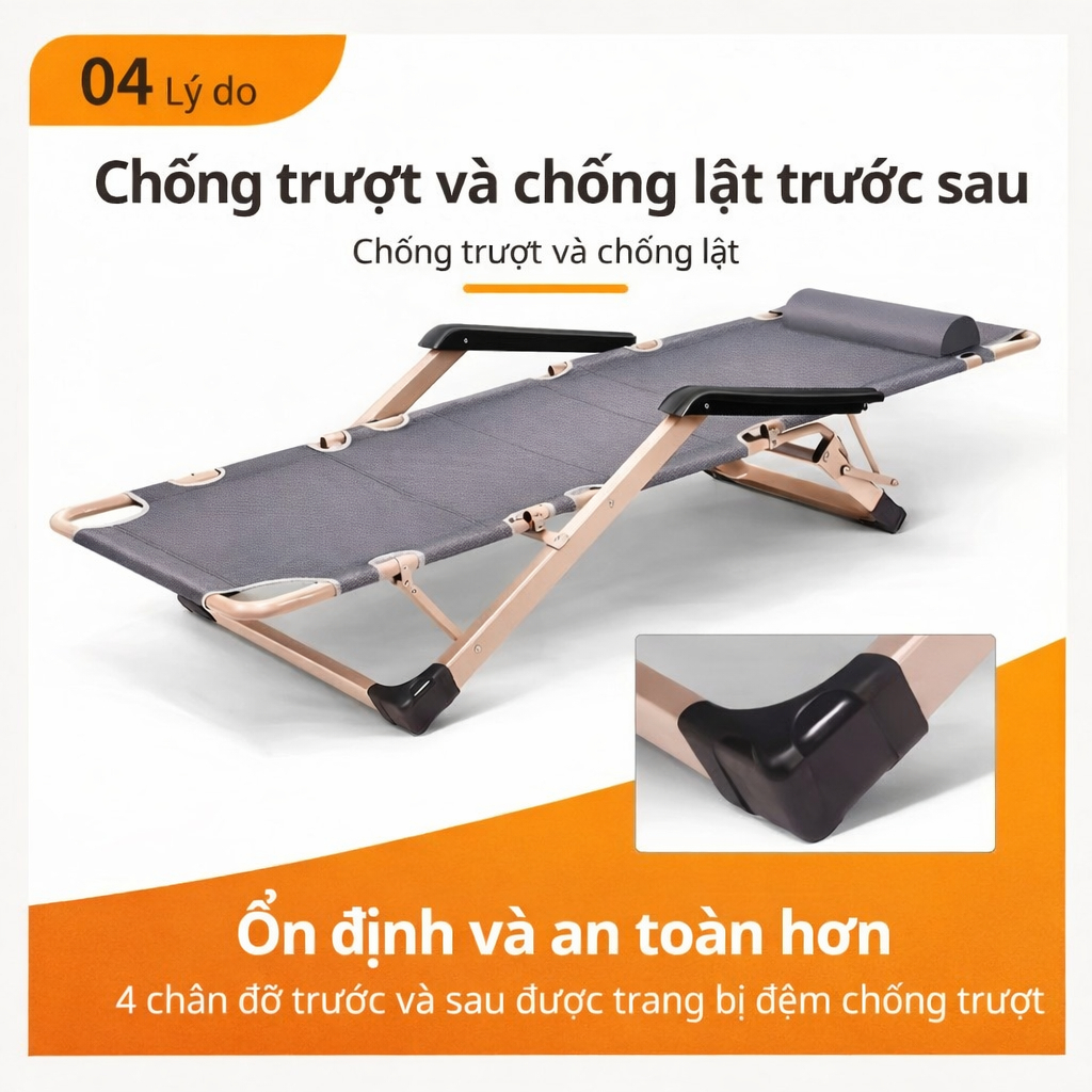 Giường Gấp Văn Phòng CONOCO Có Đệm Ngủ Trưa Chịu Lực Gấp Gọn