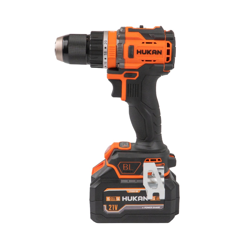 Bộ máy khoan pin đầu 13mm HUKAN G1-M88PRO, Lực siết lớn 90Nm, 3 chức năng có búa - Không chổi than