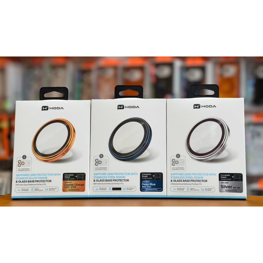 Lens Hoda Sapphire Bảo Vệ Camera Kèm Miếng Dán Xung Quanh Viền Camera Trong Suốt  Chính Hãng cho iP 17 Pro Max| 17 Pro