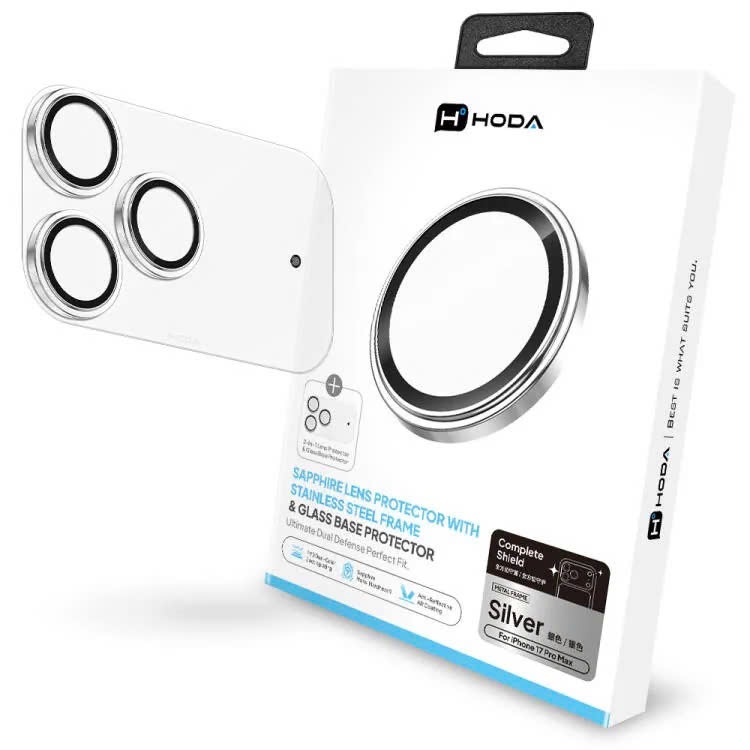 Lens Hoda Sapphire Bảo Vệ Camera Kèm Miếng Dán Xung Quanh Viền Camera Trong Suốt  Chính Hãng cho iP 17 Pro Max| 17 Pro
