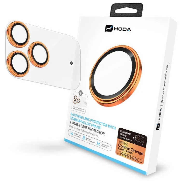 Lens Hoda Sapphire Bảo Vệ Camera Kèm Miếng Dán Xung Quanh Viền Camera Trong Suốt  Chính Hãng cho iP 17 Pro Max| 17 Pro