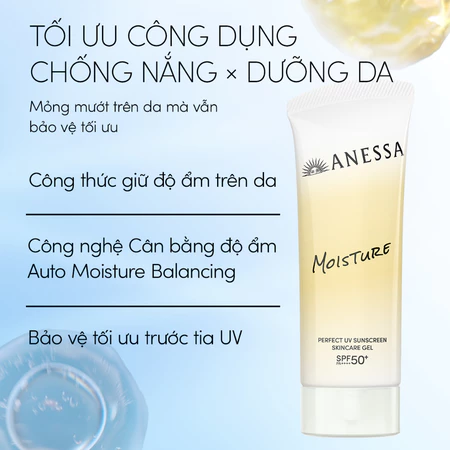 Gel chống nắng dưỡng da 24H cân bằng độ ẩm Anessa Moisture UV Gel SPF50+ PA++++ 90g