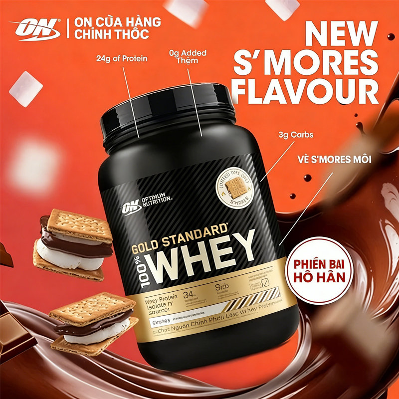 Bột ON Whey Vàng Chuẩn 2lbs Socola Whey Protein Phục Hồi Cơ Sau Tập Gym Ship Miễn Phí