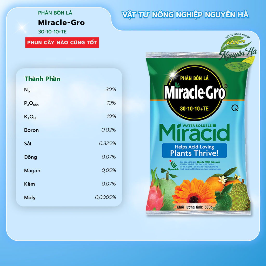 Phân bón lá NPK Miracle Gro 30-10-10+ TE gói 30g
