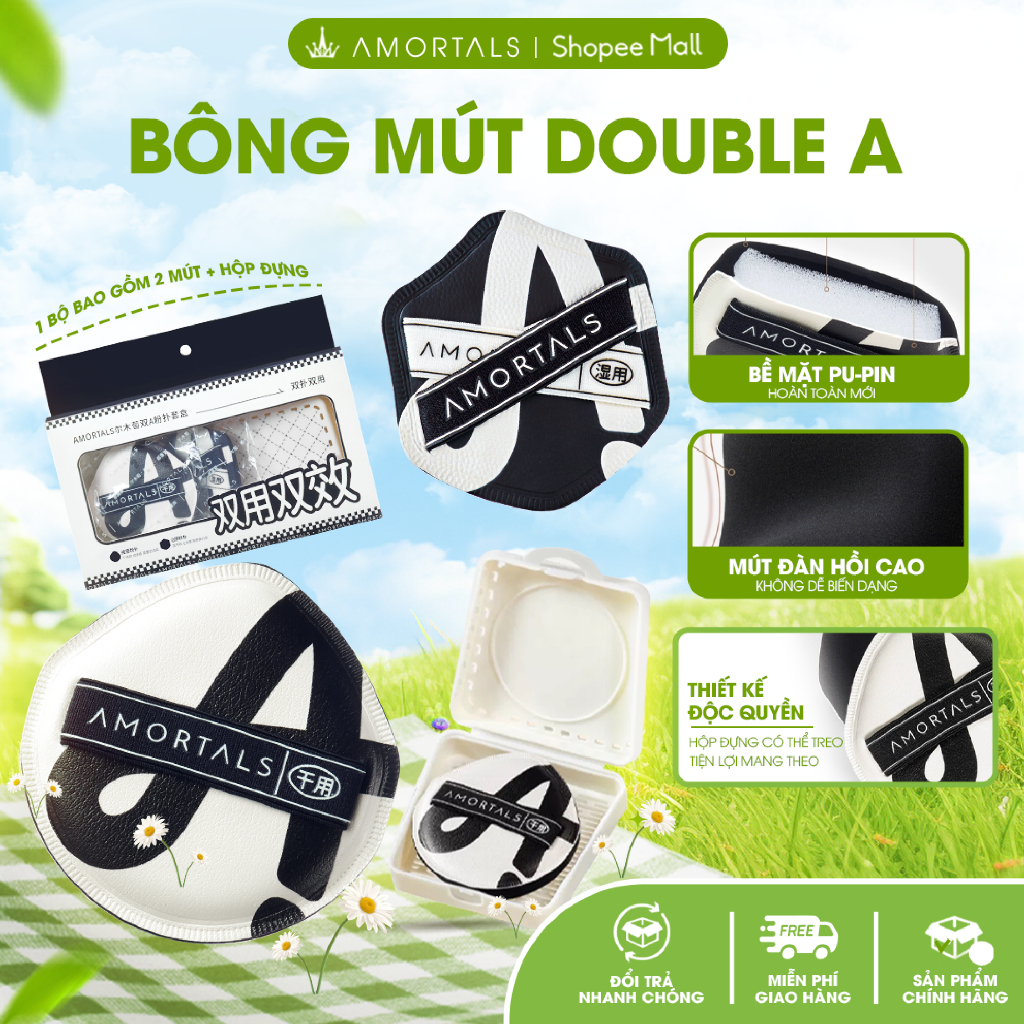 Mút Trang Điểm AMORTALS AA Cao Cấp Tán Kem Nền Cushion Dùng Khô Và Ướt ...