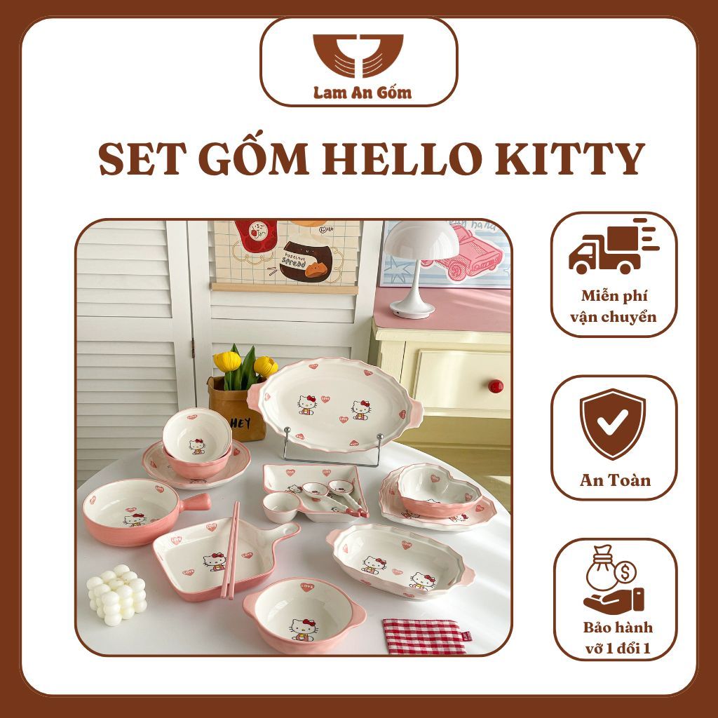 Set bát hello kitty 12 món