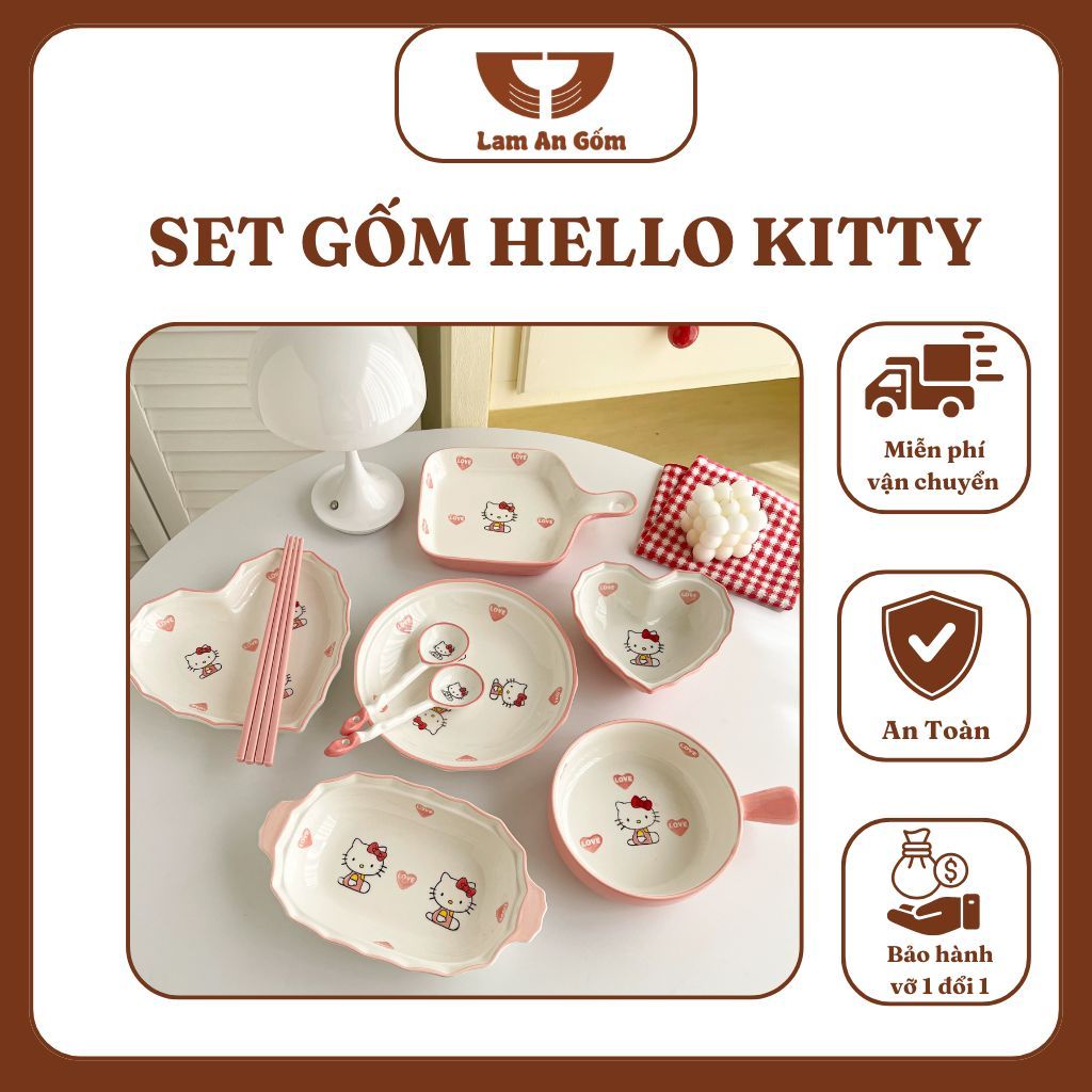 Set bát hello kitty 12 món