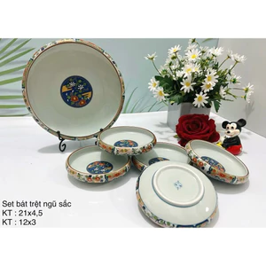 Set Tô đĩa/chén ngũ sắc Gốm Nhật/Gốm Nhật 2 hand