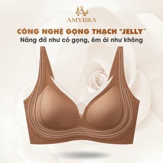 Áo Ngực Nữ Đúc Su Không Gọng Mềm Mại, Áo Lót Nữ Cup V Gom Quả Ngăn Xệ AMYBRA A2377