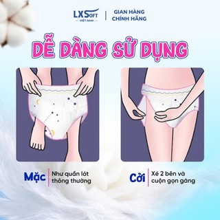 [ TẶNG 8 QUÀ ] Combo 6 Miếng băng quần LXSOFT SOFTLY 360° Vừa Vặn Chống Tràn, Siêu mỏng, Siêu thấm hút Size M - L