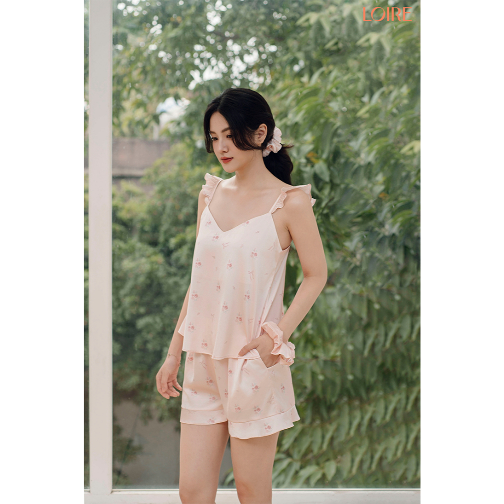 [8/3] Bộ Ngủ Nữ Loire FDMN260355 Lụa Pháp Hoa Nhí