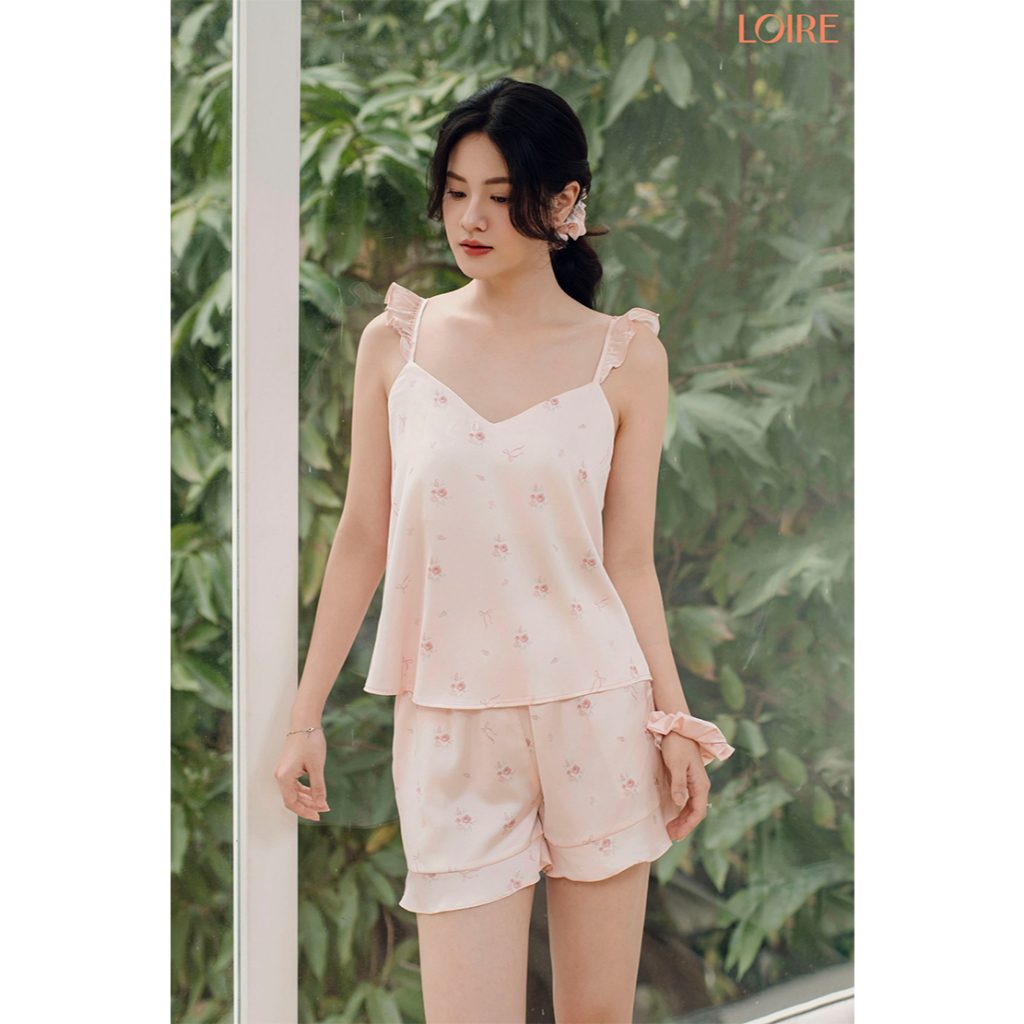 [8/3] Bộ Ngủ Nữ Loire FDMN260355 Lụa Pháp Hoa Nhí
