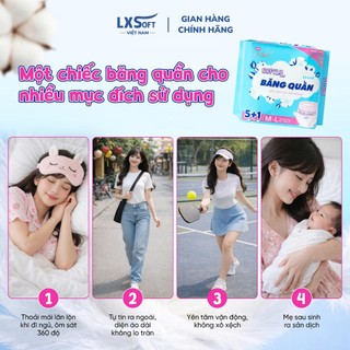 [ TẶNG 8 QUÀ ] Combo 6 Miếng băng quần LXSOFT SOFTLY 360° Vừa Vặn Chống Tràn, Siêu mỏng, Siêu thấm hút Size M - L