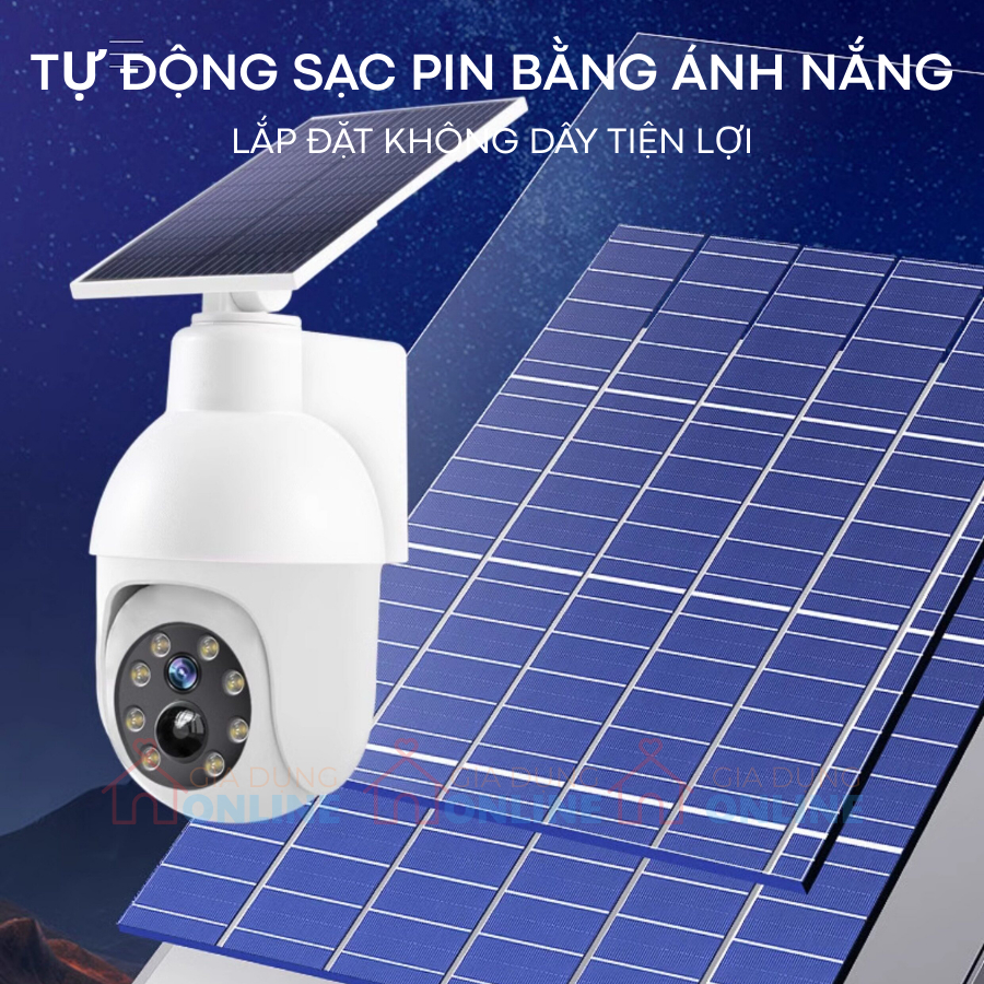 (KHÔNG PHẢI CAMERA) Đèn cảm biến mô hình camera xoay dọa trộm có cảm biến bật đèn khi phát hiện chuyển động dùng tấm pin