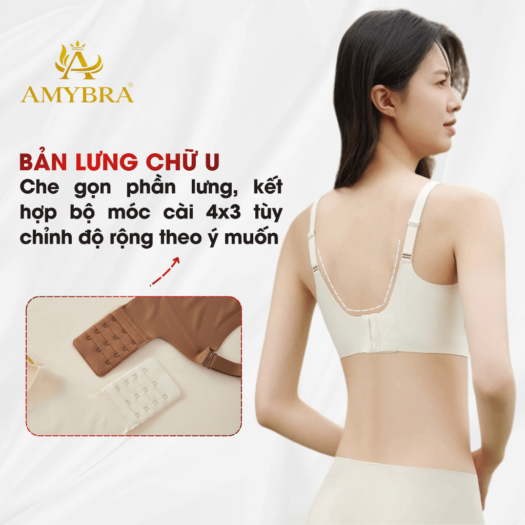 Áo Ngực Nữ Đúc Su Cup V Gom Quả Mềm Mại, Áo Lót Nữ Mút Mỏng Thoáng Khí AMYBRA A2377