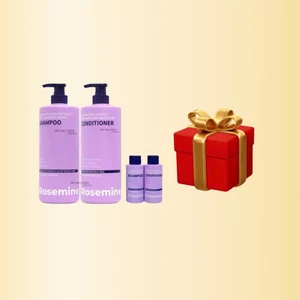 Q62_[ KÈM QUÀ] Combo gội xả Rosemine 1000ml (chai tím) + set gội xả mini 50ml