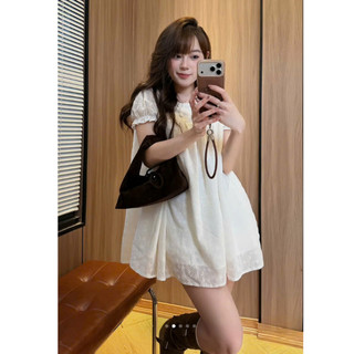 Đầm Babydoll 2 Lớp Form Rộng Tay Phồng Nữ Tính Kèm Quần Bí Phồng Bo Chun