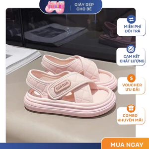 Sandal Bánh Mì Bé Gái Quai Chéo Trần Chỉ Quả Trám Cao Cấp - Dép Quai Hậu Bé Gái Êm Chân Phong Cách Hàn Quốc Mới