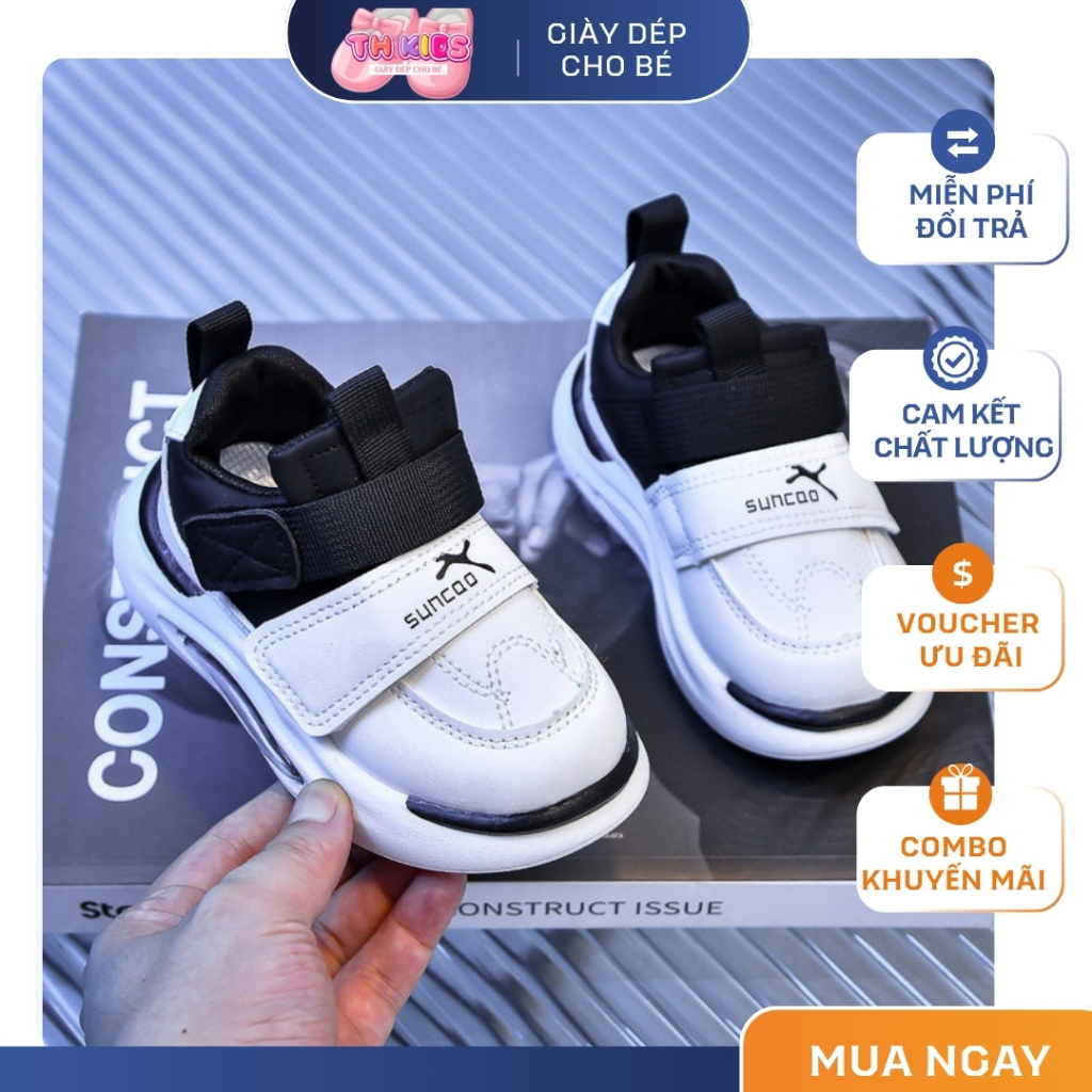 [M155] Giày Thể Thao Bé Trai Bé Gái Cao Cấp, Giày Sneakers Trẻ Em Quai Dán Đế Êm Chống Trơn Phong Cách Năng Động