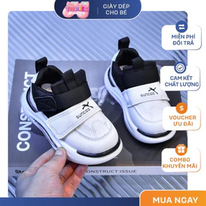 Giày Thể Thao Bé Trai Bé Gái Cao Cấp, Giày Sneakers Trẻ Em Quai Dán Đế Êm Chống Trơn Phong Cách Năng Động