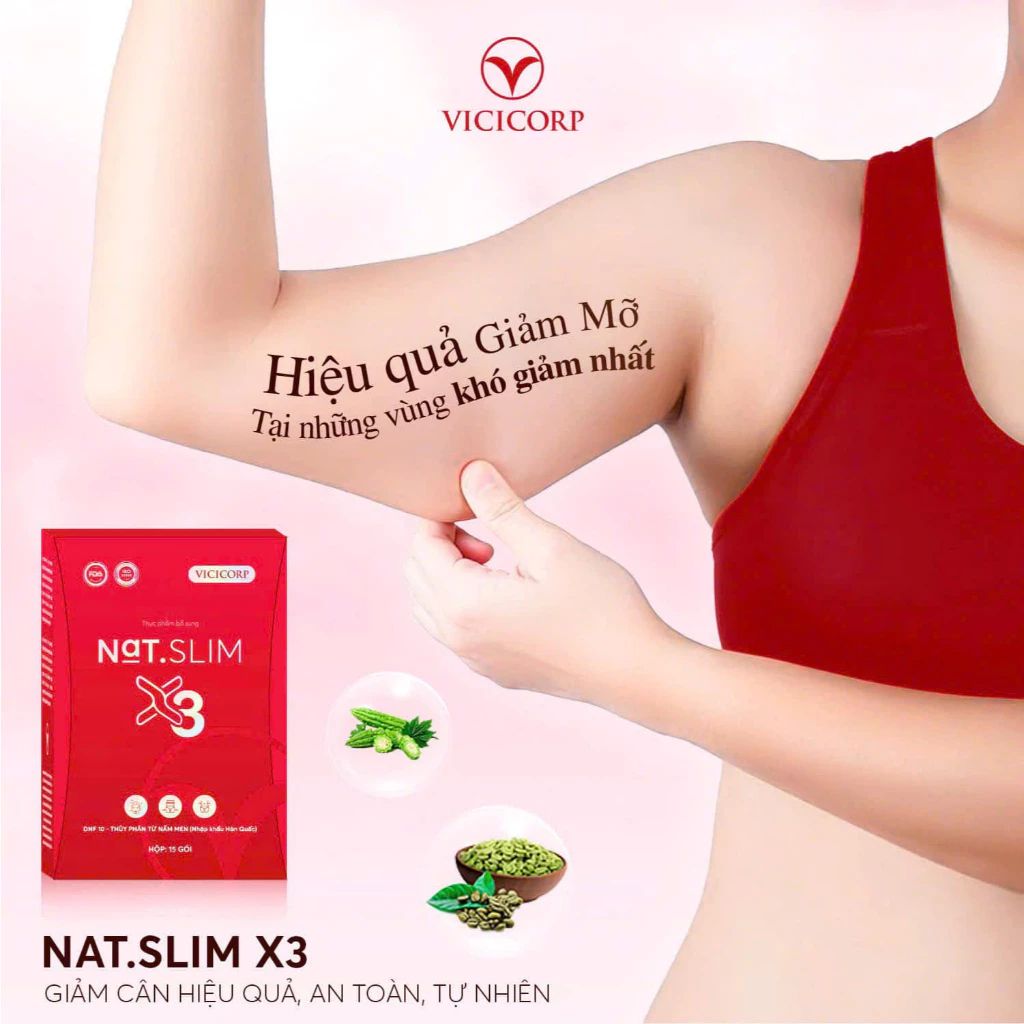 Viên uống giảm mỡ Nat Slim X3 giảm béo an toàn, giảm cấn cấp tốc hộp 30 viên chính hãng chuẩn cty