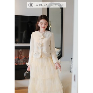 Set Áo Kem Phối Váy Lưới Nhiều Tầng La Rosa Outfit Dự Sự Kiện Sang Trọng Thiết Kế Tiểu Thư Tôn Dáng S1062