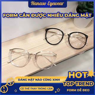 Gọng kính cận mắt tròn Hottrend nam nữ phong cách Hàn Quốc mắt kính không độ chống tia UV đẹp giá rẻ HANASO 019