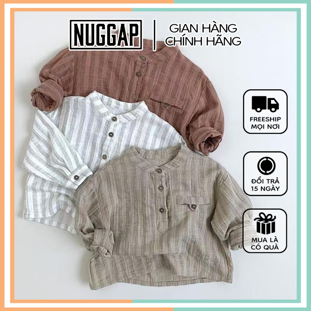 Áo sơ mi dài tay cho bé, áo sơ mi Hàn Quốc cho bé YOU Nuggap