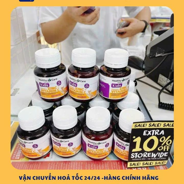 Kẹo Nhai Kẽm Vitamin C + Zin C Healthy Care Úc 60 viên, Hàng chuẩn Úc, Date xa, Kẹo kẽm ZinC + Vitamin C Healthy Care