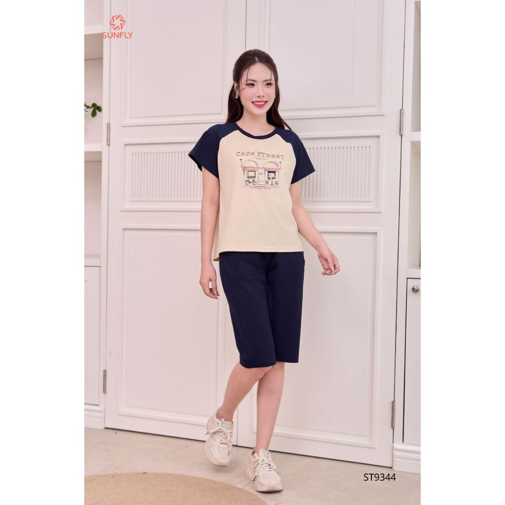 ST9344 Đồ bộ mặc nhà nữ cotton compact áo cộc quần ngố