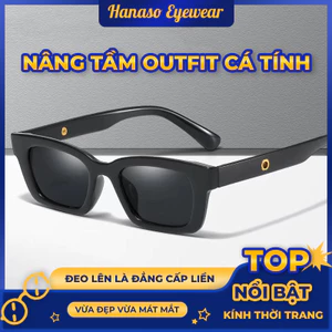 Mắt kính râm mát nữ nam gọng kính vuông phong cách Ulzzang chống tia UV đẹp cute HANASO 203