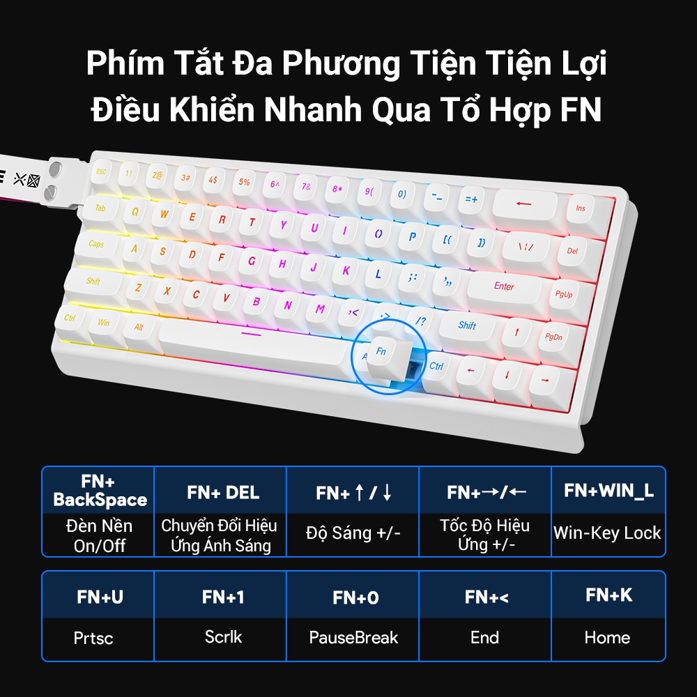 Bàn Phím Màng FURYCUBE IP68S, RGB Membrane, Layout 65% 68 Phím, Keycap PBT, Gõ êm, Cho Văn Phòng | BigBuy360 - bigbuy360.vn