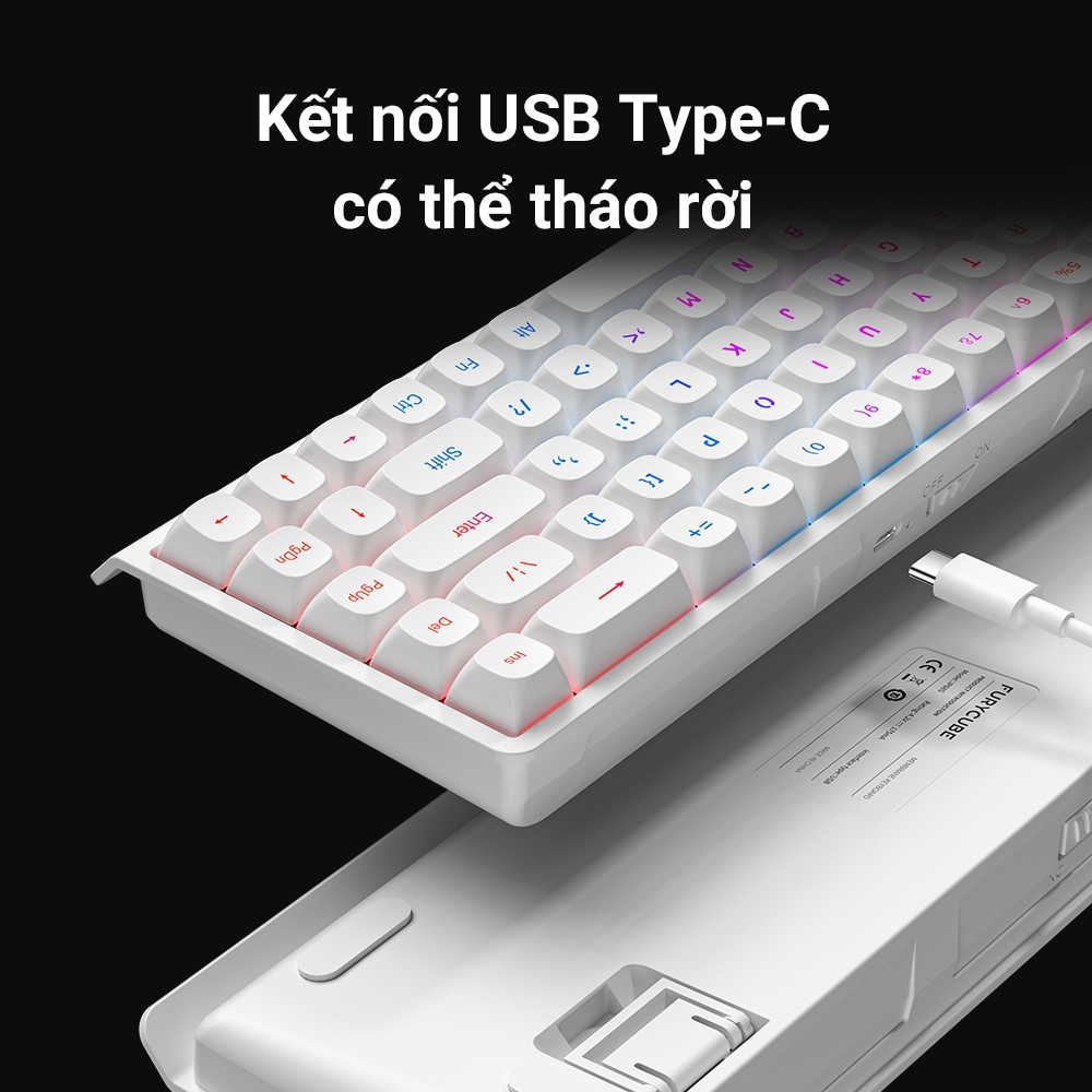 Bàn Phím Màng FURYCUBE IP68S, RGB Membrane, Layout 65% 68 Phím, Keycap PBT, Gõ êm, Cho Văn Phòng | BigBuy360 - bigbuy360.vn