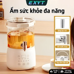 Ấm thủy tinh thông minh EXYT 3L đa năng | 9 chức năng giữ nhiệt 24h + tặng rây lọc inox cao cấp