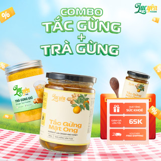 Combo Tắc Gừng + Trà Gừng Lạc Yên Foods Gồm Tắc Gừng Mật Ong 950g + Trà Gừng Gió 500g, Tặng Tắc 300g