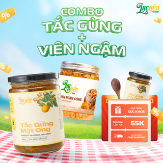 [Combo Tắc Gừng-Viên Ngậm] Lạc Yên Foods Gồm Tắc Gừng Mật Ong 950 + Viên Ngậm Gừng 350 + Tặng Muỗng