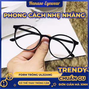 Mắt kính nữ nam không độ gọng kính cận tròn basic dễ mang thay được tròng cận viễn loạn đẹp giá rẻ 055