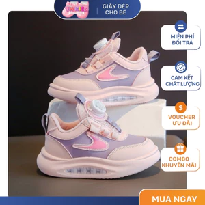 Giày Thể Thao Bé Gái Nút Vặn Thông Minh, Giày Sneakers Trẻ Em Đế Êm Chống Trơn Trượt Phong Cách Hàn Quốc Cao Cấp