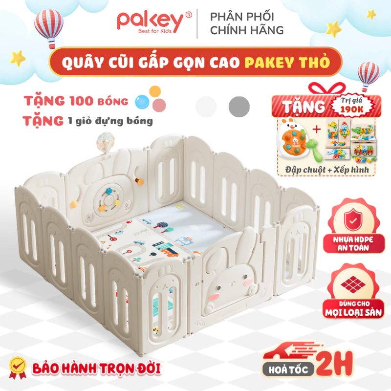 Quây Cũi Nhựa Gấp Gọn Cao Cấp TẶNG 100 BÓNG New 2026 + GIỎ ĐỰNG, Quây Nhựa Cho Bé Siêu Chắc Chắn Bảo Hành Trọn Đời — ảnh 1