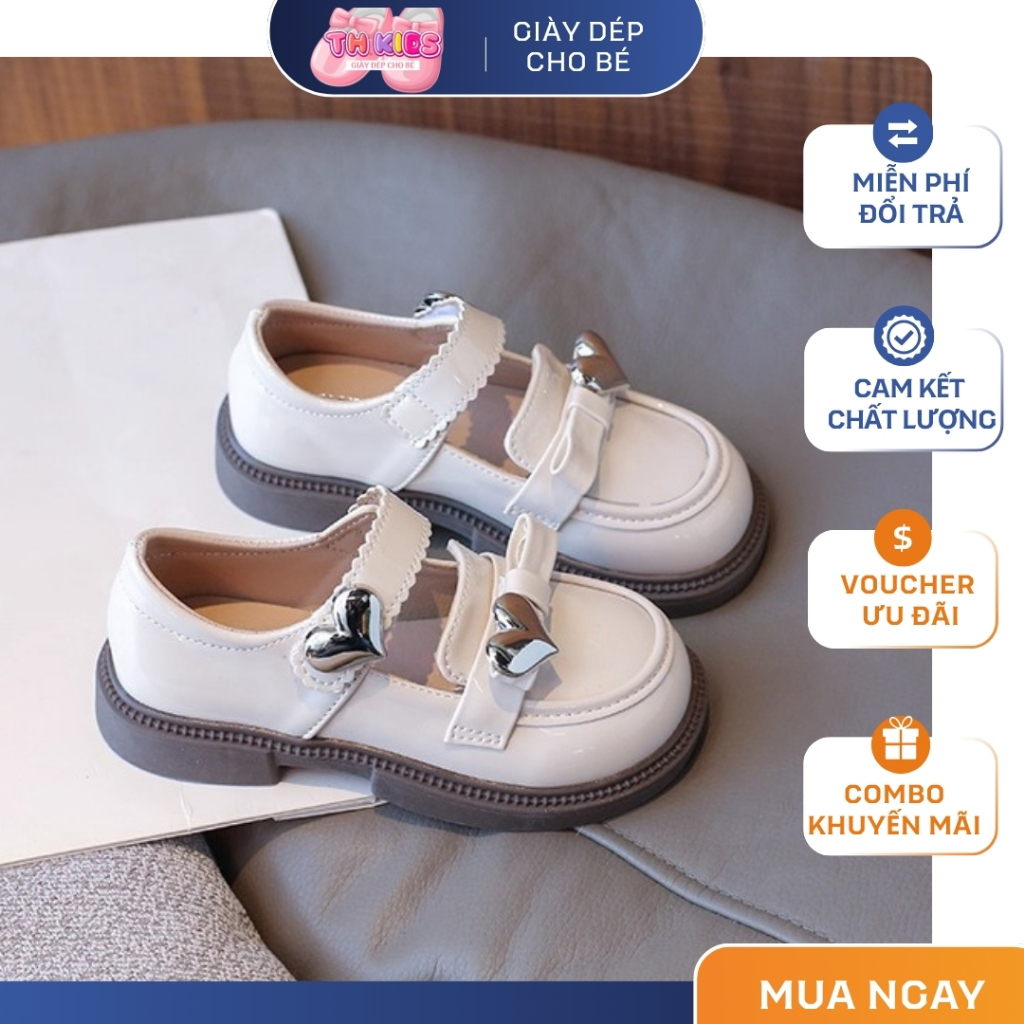 [M015] Giày Búp Bê Bé Gái Mary Jane - Giày Tiểu Thư Da Bóng Quai Răng Cưa Cao Cấp Cho Bé Đi Học, Đi Chơi TH Kids