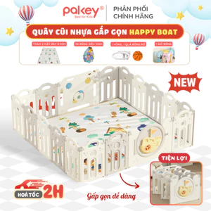 Quây Cũi Nhựa Gấp Gọn Tặng Thảm + Bóng Nhựa, Quây Nhà Banh Cho Bé HAPPY BOAT Cao 62Cm